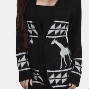 LRG Brand Black & White Long Giraffe Cardigan